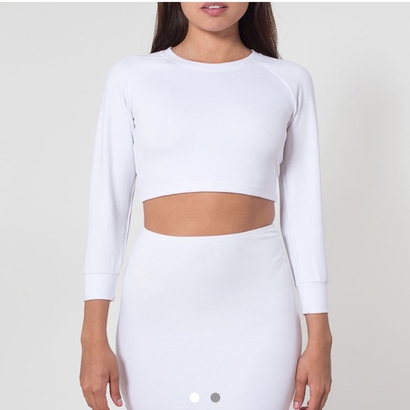 AA Solid Long Sleeve Ponte Crop Raglan Sweater - Picture 2 of 2